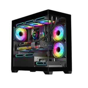 VỎ CASE AIGO C218M BLACK (MATX, Màu Đen, Case Bể Cá)