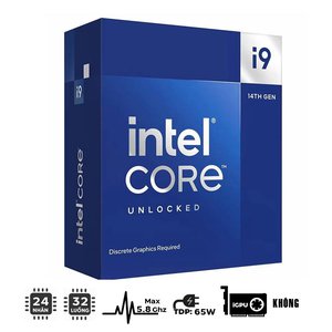 CPU Intel Core i9-14900F (UP TO 5.8GHZ, 24 NHÂN 32 LUỒNG, 36MB CACHE, 65W) - SOCKET INTEL LGA 1700/RAPTOR LAKE